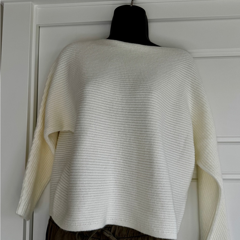 Ann Taylor Cream Ribbed Dolman Sweater